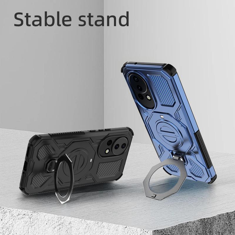 KEYSION Противоударный магнитный чехол для Huawei nova 13 Силикон+ПК Вертикальная металлическая кольцевая подставка для телефона Задняя крышка для HUAWEI nova13