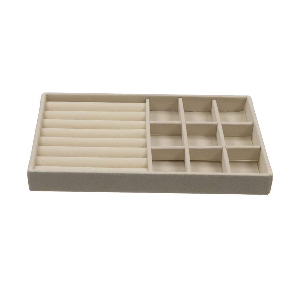 Wooden Velvet Jewelry Tray Flannelette Jewelry Storage Pallet Rings Earrings Organizer Nightstand