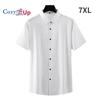 Уютная повседневная рубашка больших размеров с вертикальными полосками, мужская рубашка с короткими рукавами из ледяного шелка, нежелезная эластичная рубашка с короткими рукавами