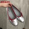 Fashion Silver Female Footwear Slip On Ballet Flats Shoes For Women Butterfly-Knot Fashion Round Toe Shallow Ladies Flat With Shoes