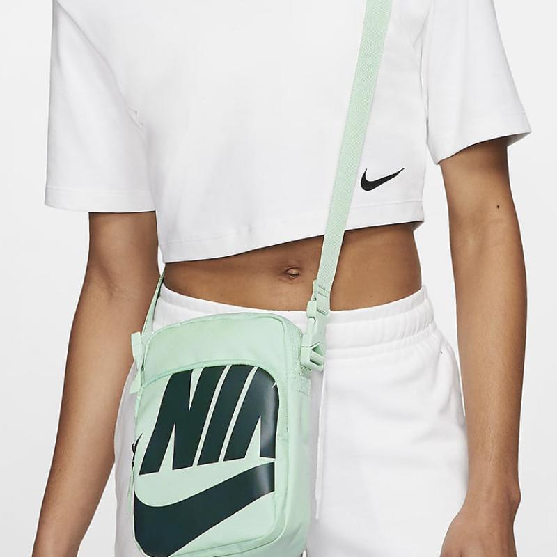Nike Сумка через плечо Heritage из полиэстера, сумка кроссбоди, обычная, унисекс, зеленая, повседневная, BA6344-321