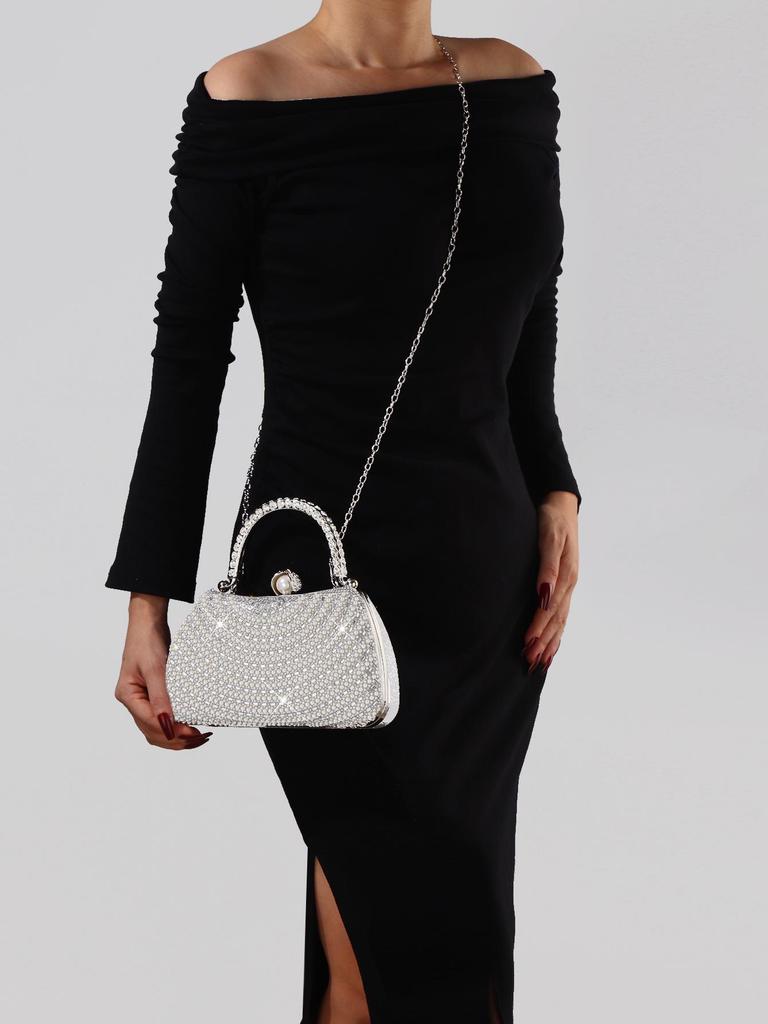 Элегантная вечерняя сумка-кроссбоди с жемчугом и стразами для женщин