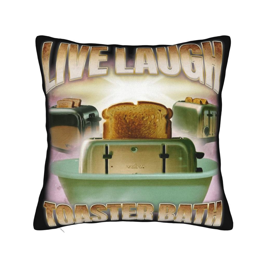 Decorative Pillow Covers Live Laugh Toster Bath Merch Home Throw Pillow Case Cover Square Multiple Sizes