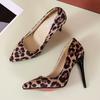 2024 Red Rubber Bottom High Heels Shoes Women Pumps Flock Leopard Print Sexy Stilettos Party Heeled Designer Shoes Plus Big Size 44
