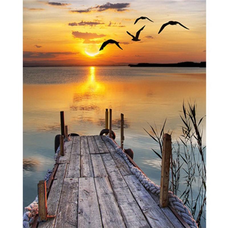 Пейзаж Дерево 5D Алмазная картина Стразы Мозаика Полный круглый дрель Водопад Пейзаж Алмазная вышивка Украшение дома