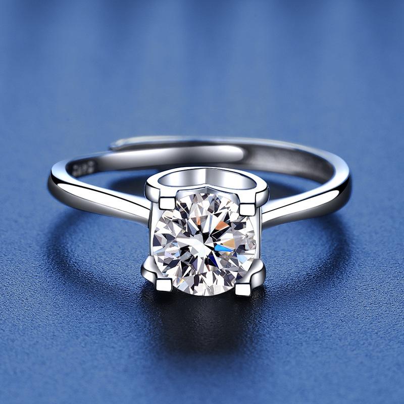 Bague Ringen S925 Серебро Набор 1 карат Муассанит Любовь Кольцо с головой быка для женщин, живущих простое кольцо