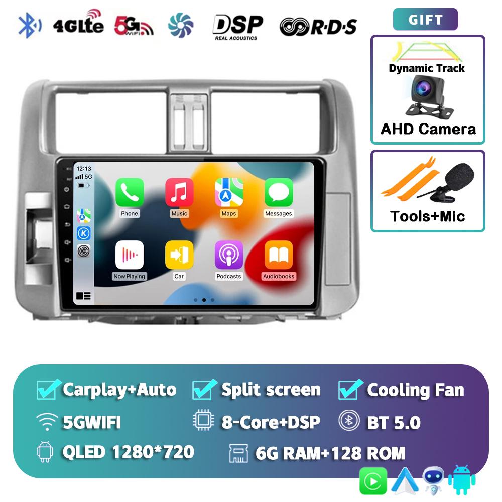 Android 14 Carplay автомобильное радио для Toyota Land Cruiser Prado 150 2009-2013 Мультимедийный видеоплеер Навигация Стерео Головное устройство DSP
