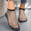 Mesh Low Heel Casual  Fashion Slip-On Shoes for  Solid Bling Square Heel PU Women's Sandals