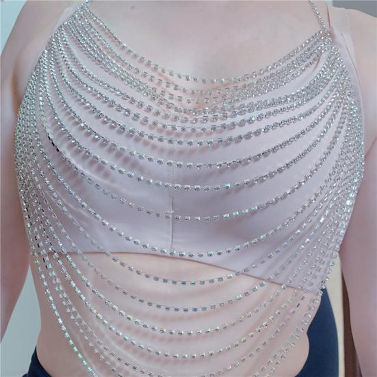 Универсальная цепочка на грудь со стразами, многослойный дизайн, легкая цепочка для тела, женский сексуальный аксессуар для тела