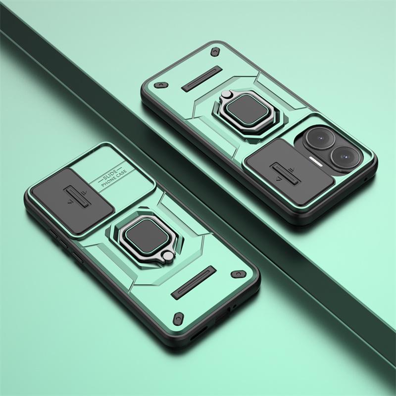 Противоударный чехол Armor для Xiaomi Poco F7 5G Защитная крышка Кольцо Магнитная подставка-держатель Coque Fundas Capa