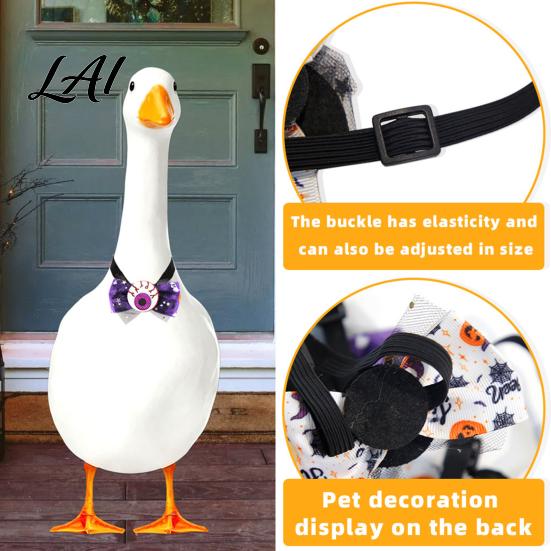 Versatile Outdoor Goose Costume Halloween Bow Tie Porch Statue Accessories Spooky Skull Ghost Gift for Owners Tie Lawn Statue Holiday Yard