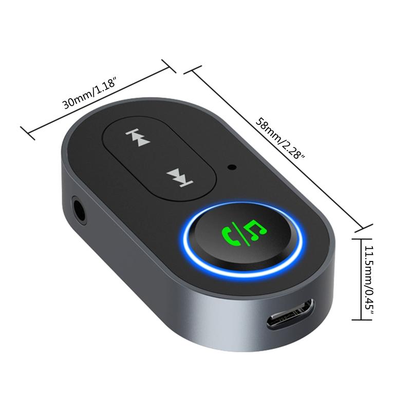 Bluetooth-compatible Receiver Wireless Adapter 3.5mm Aux Handsfree with Mic Music Receiver Support Voice Broadcast