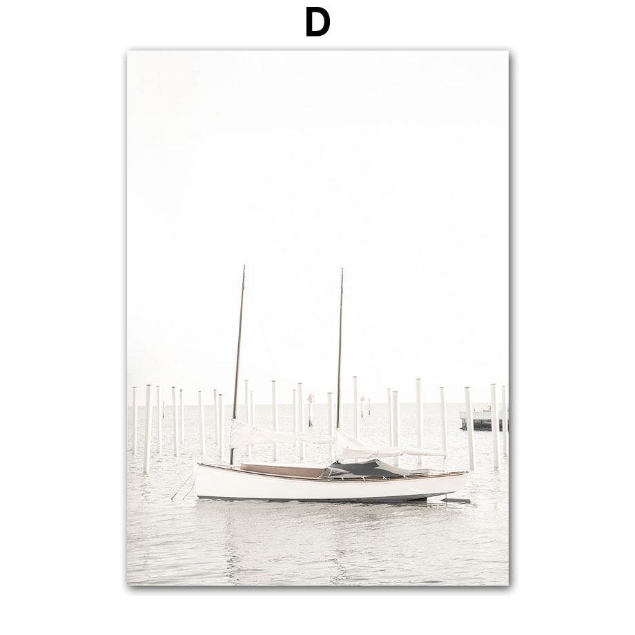 Белый пляж тыква птица цветок листья настенная живопись на холсте плакаты на скандинавскую тему и принты настенные панно для декора гостиной