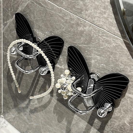 Настенный держатель для расчесок с крючком, прочный, выдерживающий нагрузку, самоклеящийся, простая установка, в форме бабочки, стеллаж для хранения в ванной комнате