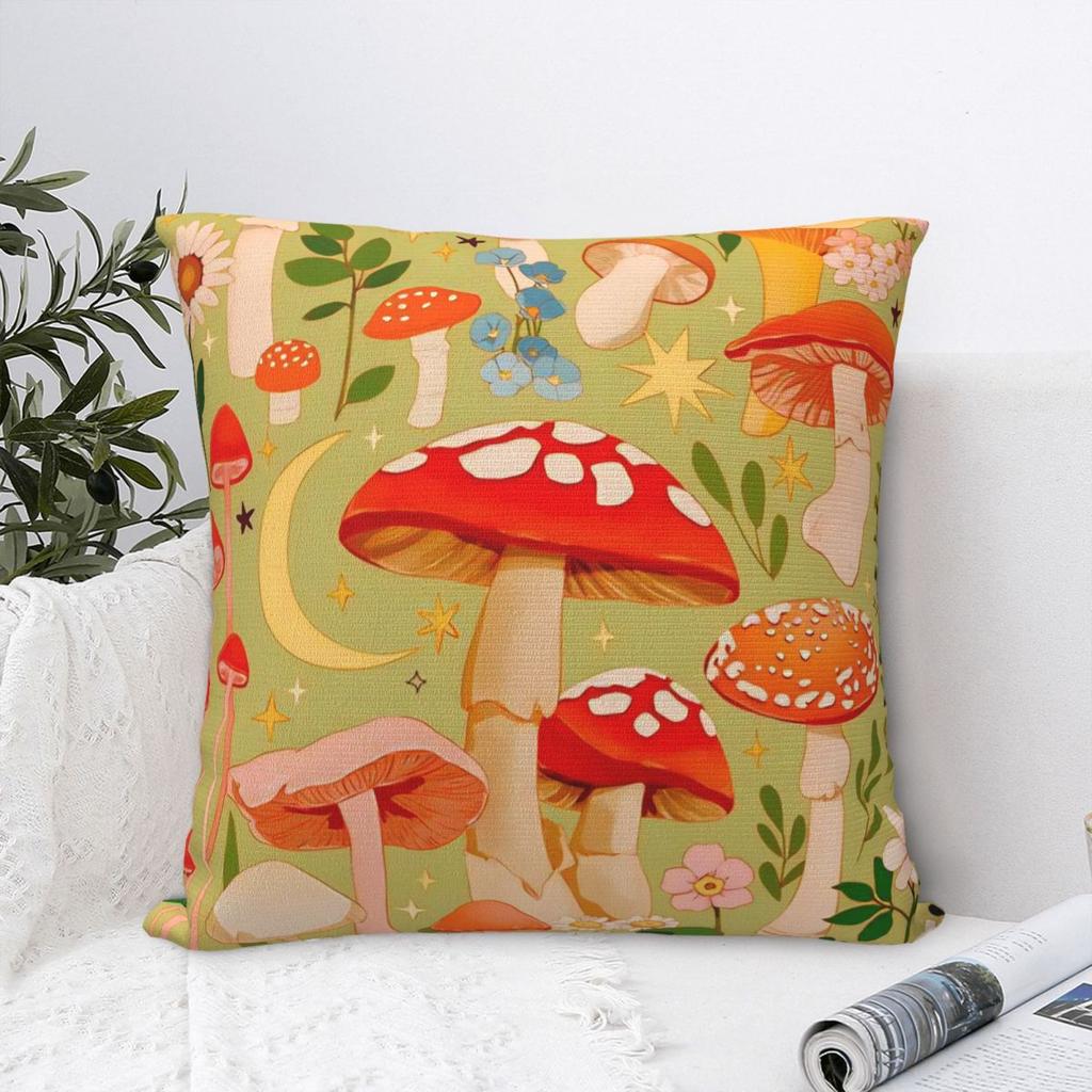 Colorful Mushroom Cartoon Square Pillow Case Cushion Cover Novelty Decor Pillowcase for Home cm