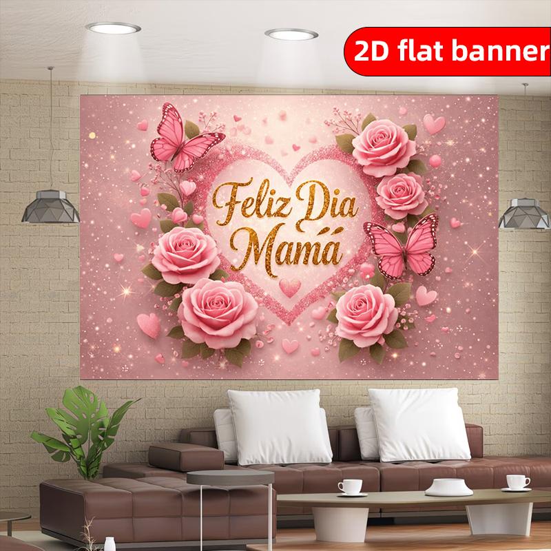 2D flat warm Mother's Day background cloth center gold "Feliz D í a de la Mam á" Spanish artistic word