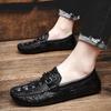 Fashion Fashion Genuine Leather Man Loafers Classic Slip-on Casual Shoes Business Men Moccasins Crocodile Pattern Non-slip Driving Shoes