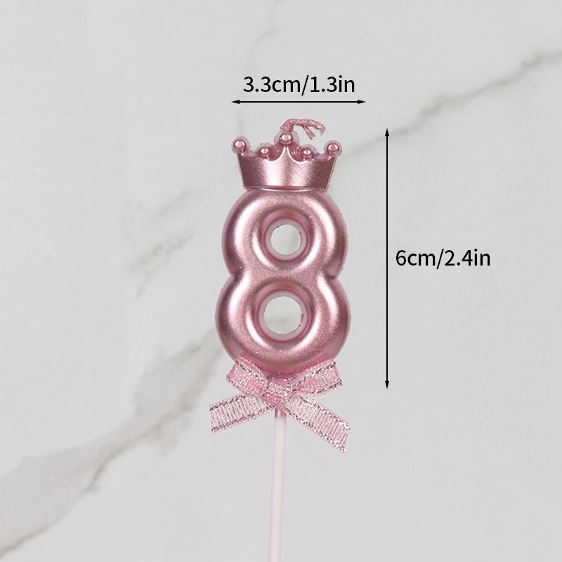 Розовая свеча-корона День рождения 0-9 Номер Украшение для торта Цифровые свечи Десертная вставка Декор Вечеринка Юбилей День Украшение для торта