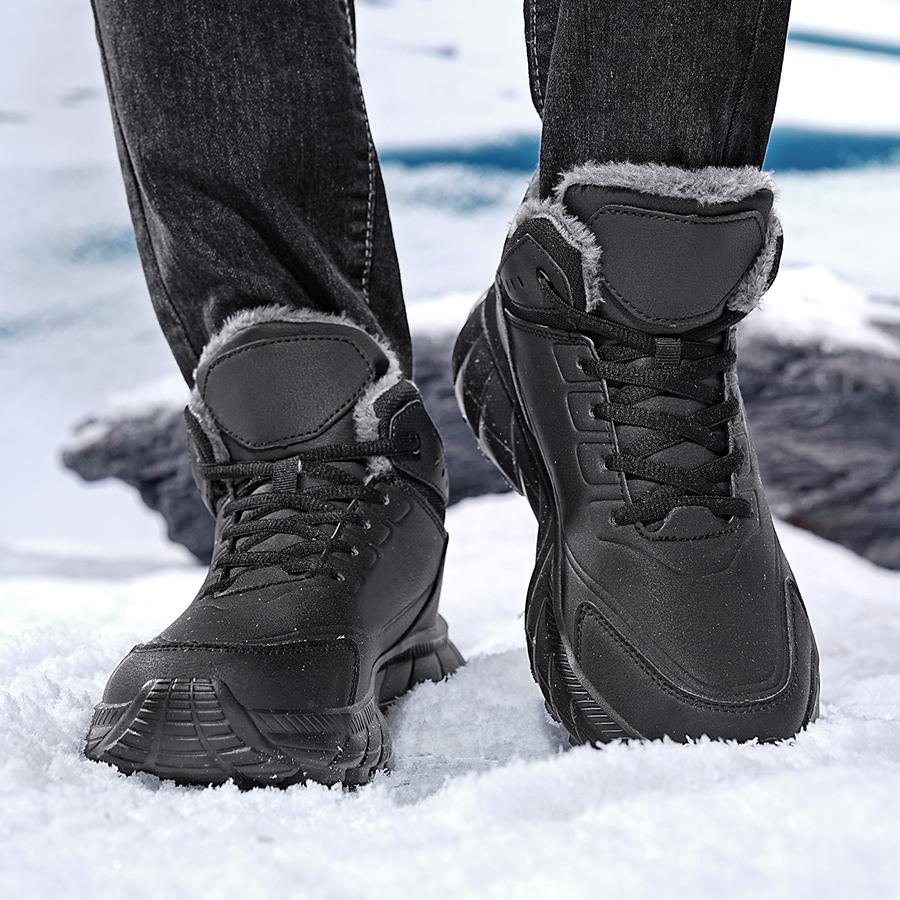 Fashion New Men's Boots Plush Flat Bottom Shoes for Men Waterproof Snow Boot Winter Super Warm Outdoor Comfortable Hiking Male Shoe