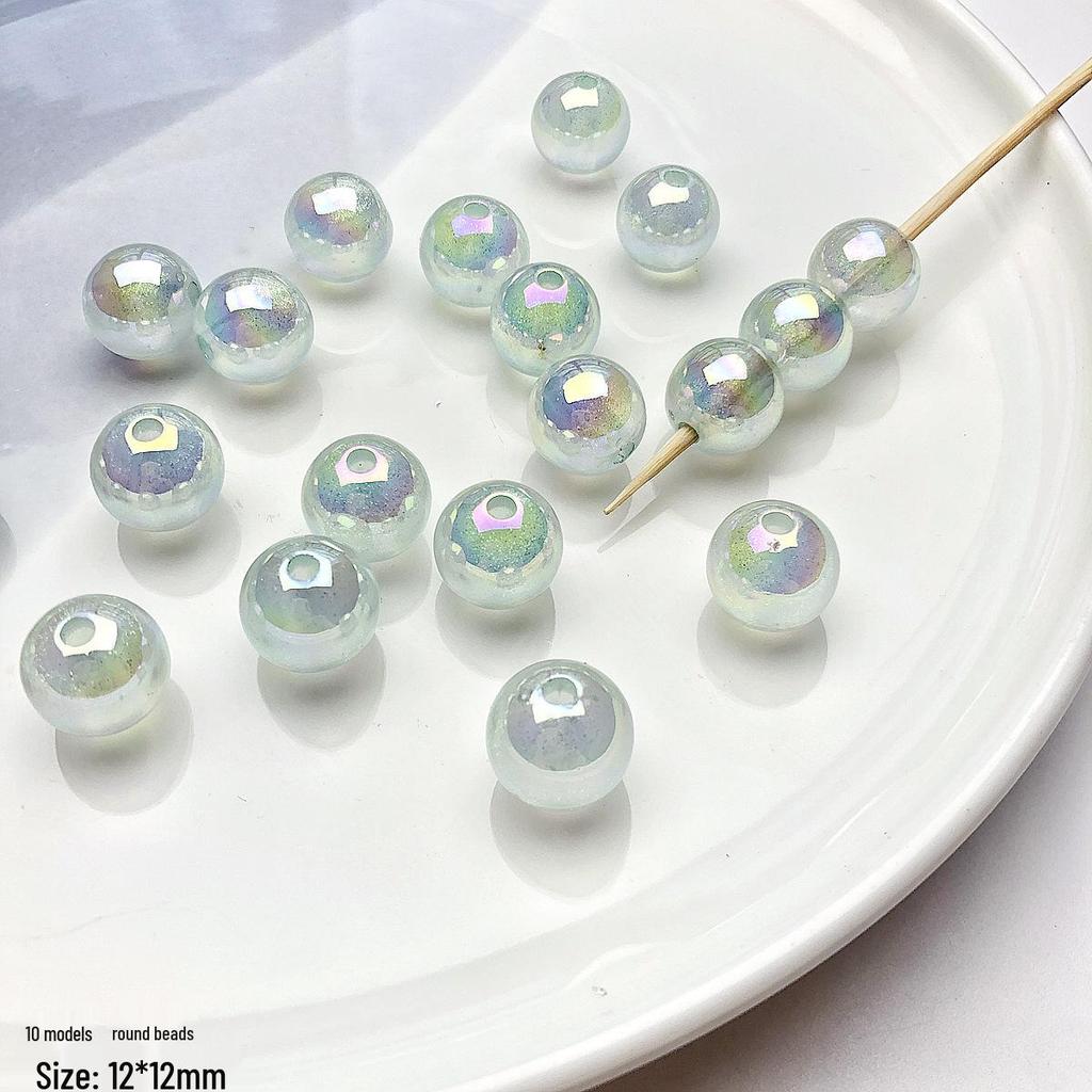 Green Series Hand-Painted Acrylic Beads for DIY Jewelry Making