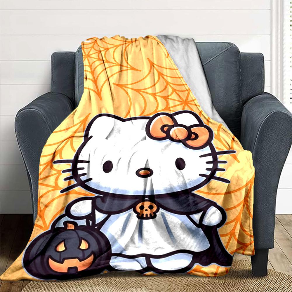1 шт. Плед Хэллоуин Hello Kitty Легкий фланелевый плед для дивана, кровати, путешествий, кемпинга, гостиной, офиса, дивана, кресла