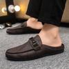 Fashion Summer Leather Men's Half-slipper Breathable Men's Casual Shoes Comfortable Walking Loafers Shoes