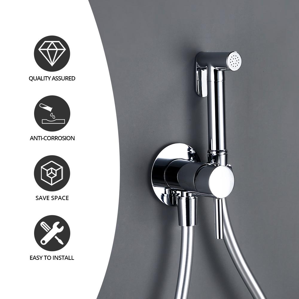 Комплект хромированного распылителя для унитаза и биде с резиновым шлангом 1,2 дюйма, настенный смеситель для горячей и холодной воды, кран для биде, ручной очиститель для туалета