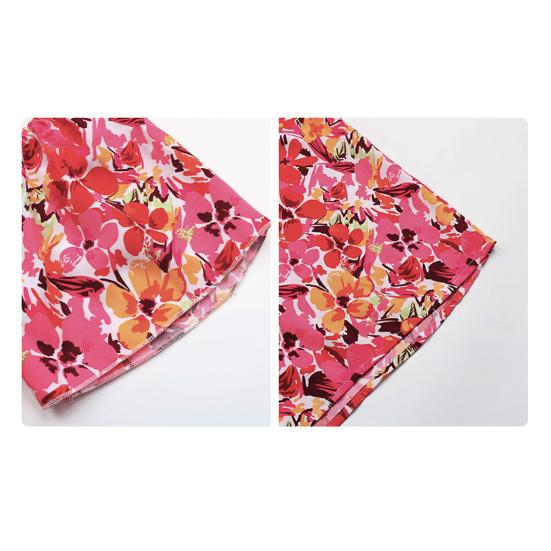 Женское пляжное платье с открытыми плечами Красочный цветочный принт трапециевидной формы в стиле пэчворк Свободный подол с гофрировкой на спине с короткими рукавами Летние каникулы Стиль миди-платья