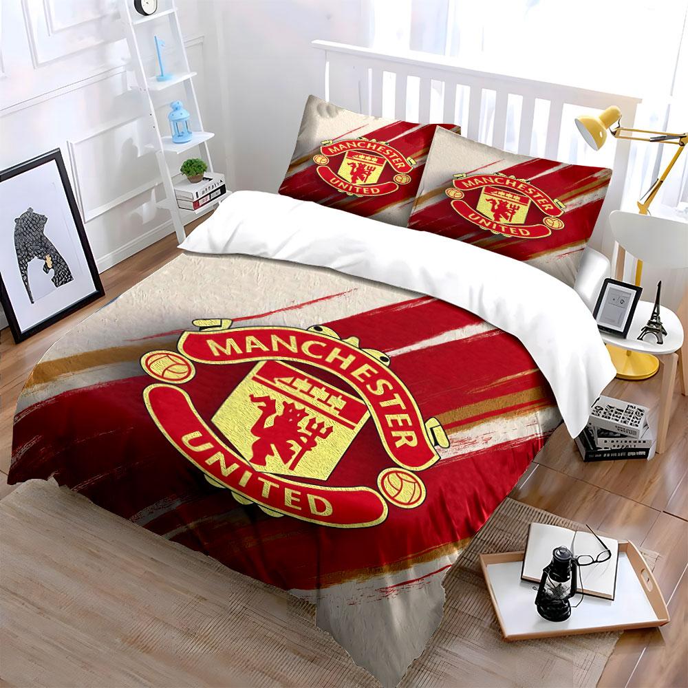 Manchester United Bedding Set Bedding Duvet Cover Set Duvet Cover Pillowcases (1 * Duvet Cover 2 * Pillowcases, without duvet insert)