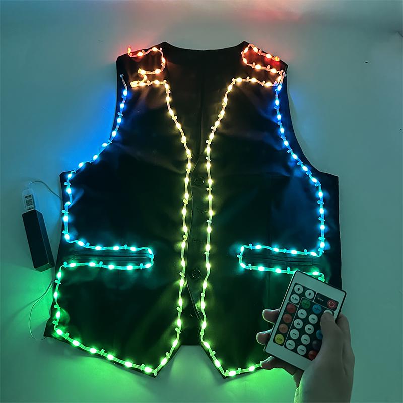 Cool LED Vest Application Control LED Vest MJ Dance Wear Wedding Party Men Bar Club Night Show Clothes Stage Performance Costume