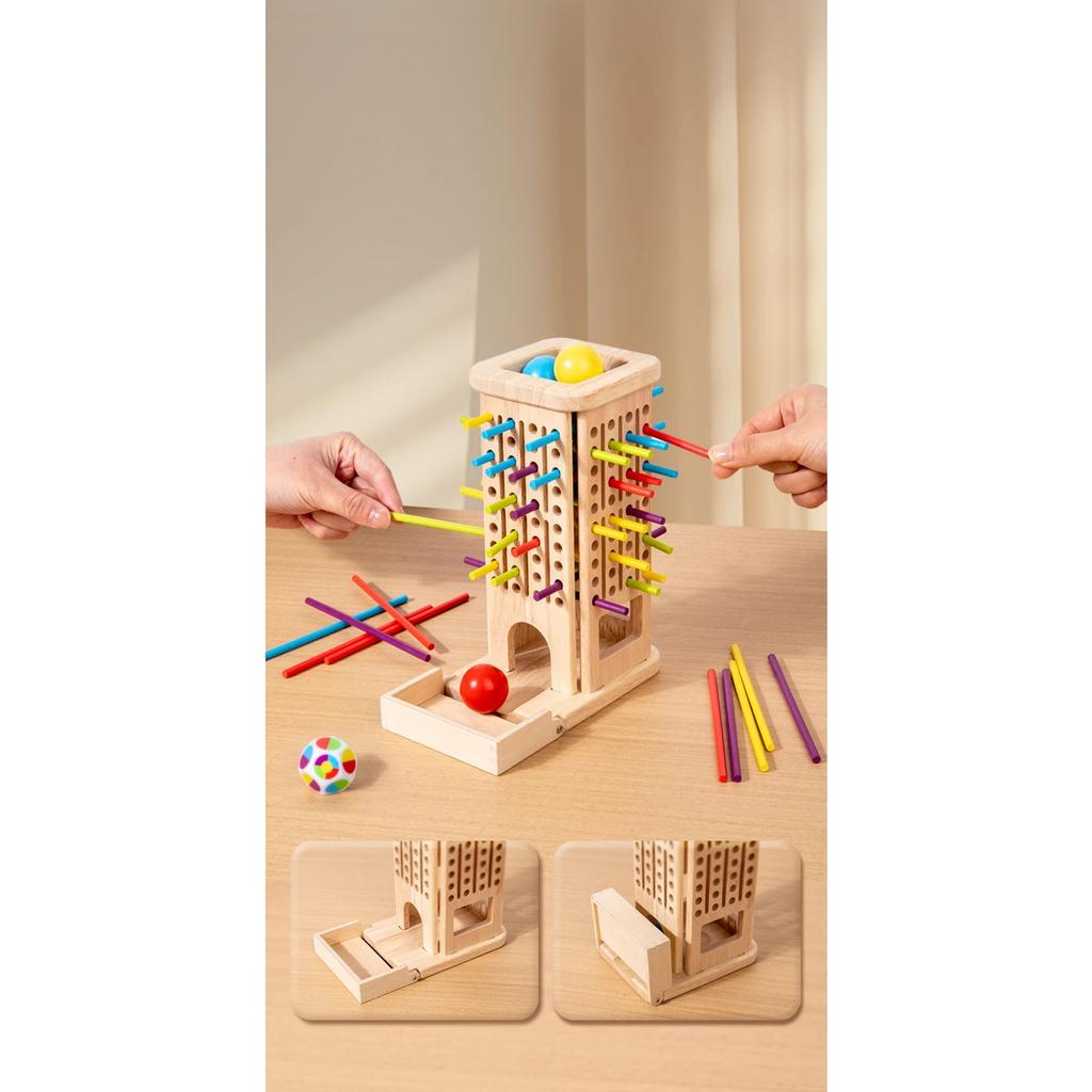 Новая игра 3в1 «Палочки и башня» Деревянная арифметика Раннее образование Игрушки Монтессори Тренировка мышления Интерактивная игрушка для родителей и детей