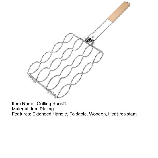 Корзина для гриля из кукурузы с деревянной ручкой, складные корзины для гриля из нержавеющей стали, стойка для барбекю на открытом воздухе для рыбы, креветок, овощей