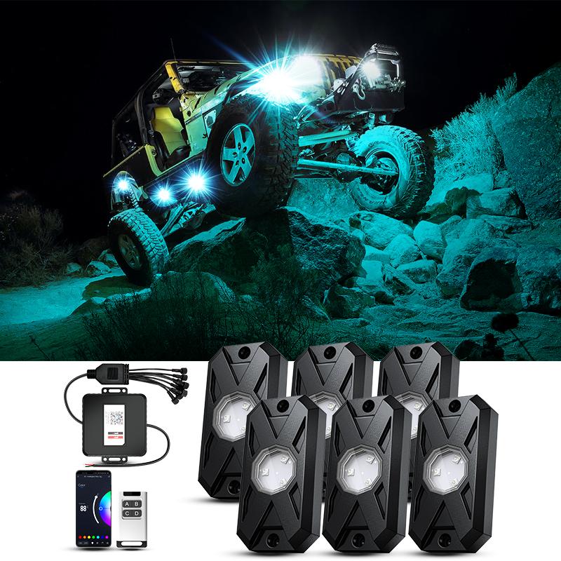 Подсветка Rock Lights 8/12 Pods RGB Led Multi Color App Remote Control Music Mode Well For Pickup ATV RZR UTV Chassis Light