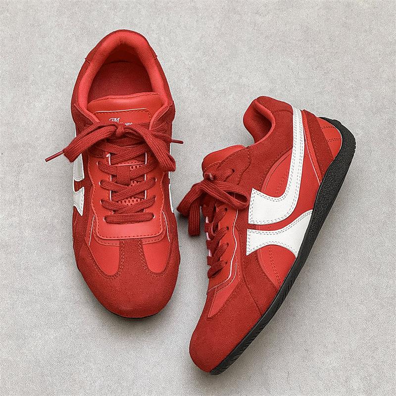 Classic red German training shoes men's 2025 spring and summer new niche retro flat bottom color matching couple casual sports shoes