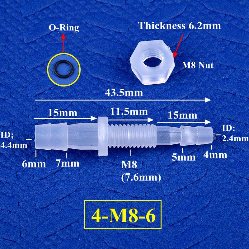 M6-M16 To 3-12mm Direct Connectors With Hex Nut  O-Ring Aquarium Tank Air Pump Adapter Garden Irrigation PP Pagoda Hose Joint