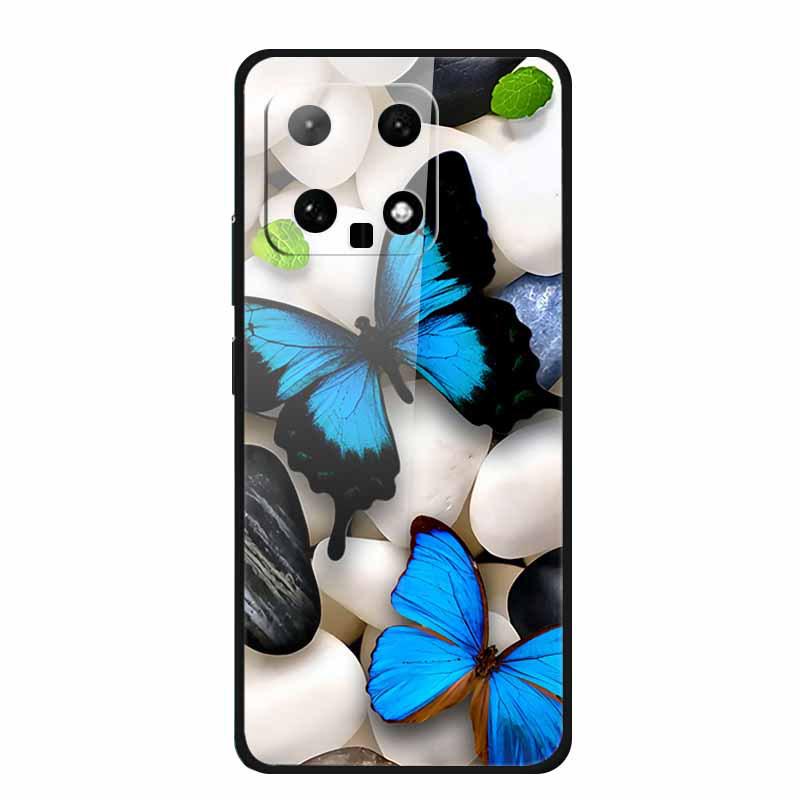 Чехол для телефона Xiaomi 14: Дизайн с разноцветными бабочками, Закаленное стекло, Креативный стиль, Хит продаж