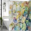 Thickly Painted Textured Leaves Oil Painting Shower Curtain, Bathroom Decorative Shower Curtain, Waterproof Shower Curtain with