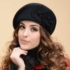 Берет Шапка Двойной Цветочный Декор Элегантная Классическая Однотонная Мягкая Сохраняющая Тепло Осенне-Зимняя Женская Французская Шапка Художника для Улицы