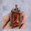Amber Gemstone Pure Copper Wire Wrap Handmade Jewelry Pendant