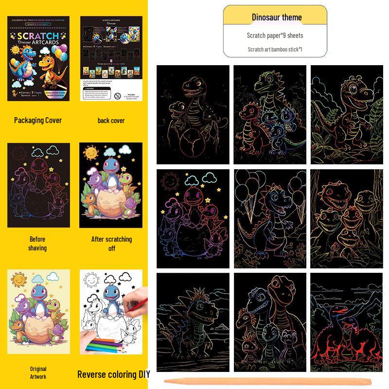 Colorful Scratch Art Set: Cartoon DIY Doodle & Drawing Book for Kids