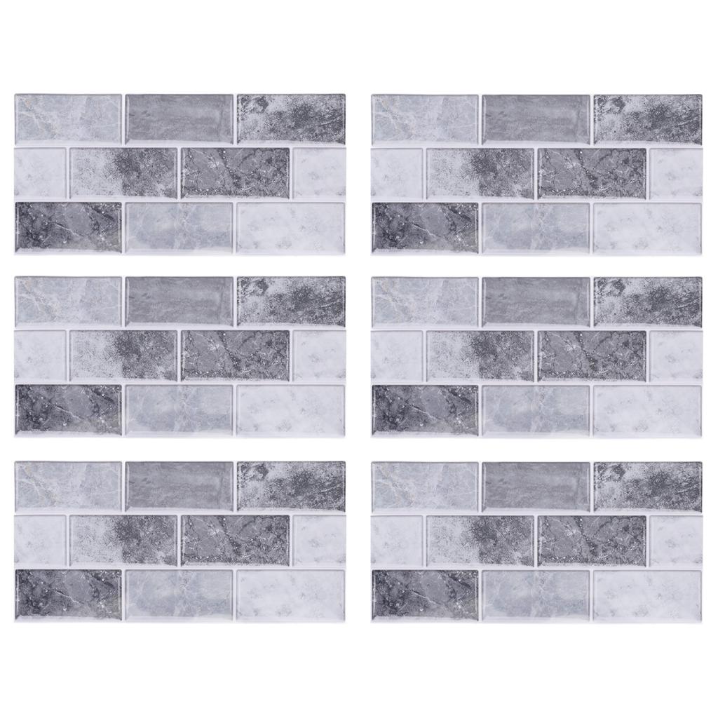 6Pcs Self Adhesive Tile Sticker 15x30cm  PVC Waterproof Anti Oil Peel and Stick Tile Backsplash for Kitchen Dining Room Bathroom