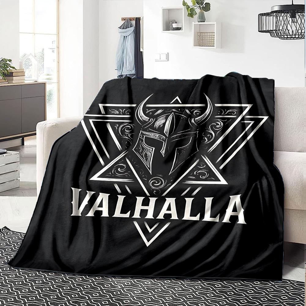 1 шт. Плед Вальгалла Viking - Мягкий Фланелевый, Уютный Всесезонный Полиэстер, Идеально для Дома, Офиса, Спальни - Идеальный Подарок s1194