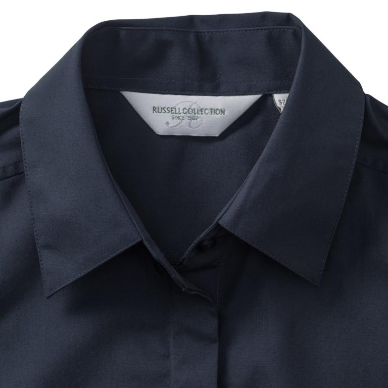 Russell Женская рубашка из поликоттона с короткими рукавами Collection, легкая в уходе приталенная рубашка из поплина