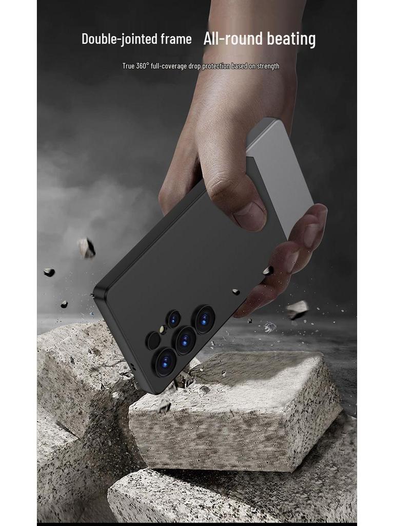 Samsung S25 Ultra Матовый чехол-патчворк с заклепками - Ощущение кожи, Модный дизайн 2-в-1