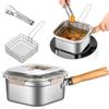 Nonstick Deep Fryer Pot Detachable Handle Fryer Basket Foldable Camp Food Container Household