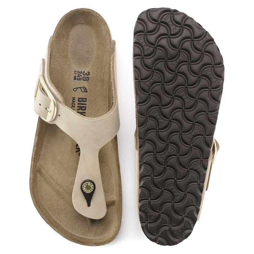 Birkenstock Gizeh Большая Пряжка Круглый Носок Толстая Подошва ЭВА Противоскользящие Шлепанцы Женские шлепанцы Песочный 1024007
