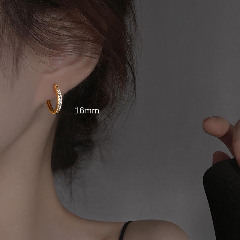 Women's Sweet Diamond Circle Earrings, Trendy S925 Silver Needle, High-Grade and Light Luxury Ear Buckles for a Tempting Look