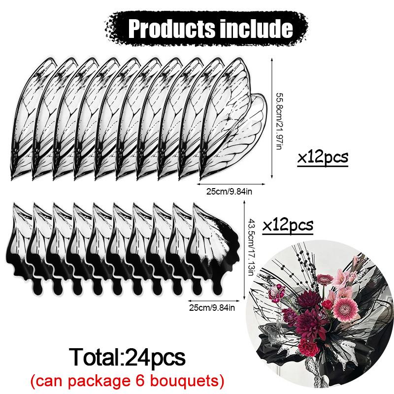 24Pcs Butterfly Wings Shape Flower Wrapping Paper Bouquets Packing Material Wedding Birthday Party DIY Gift Decoration Supplies