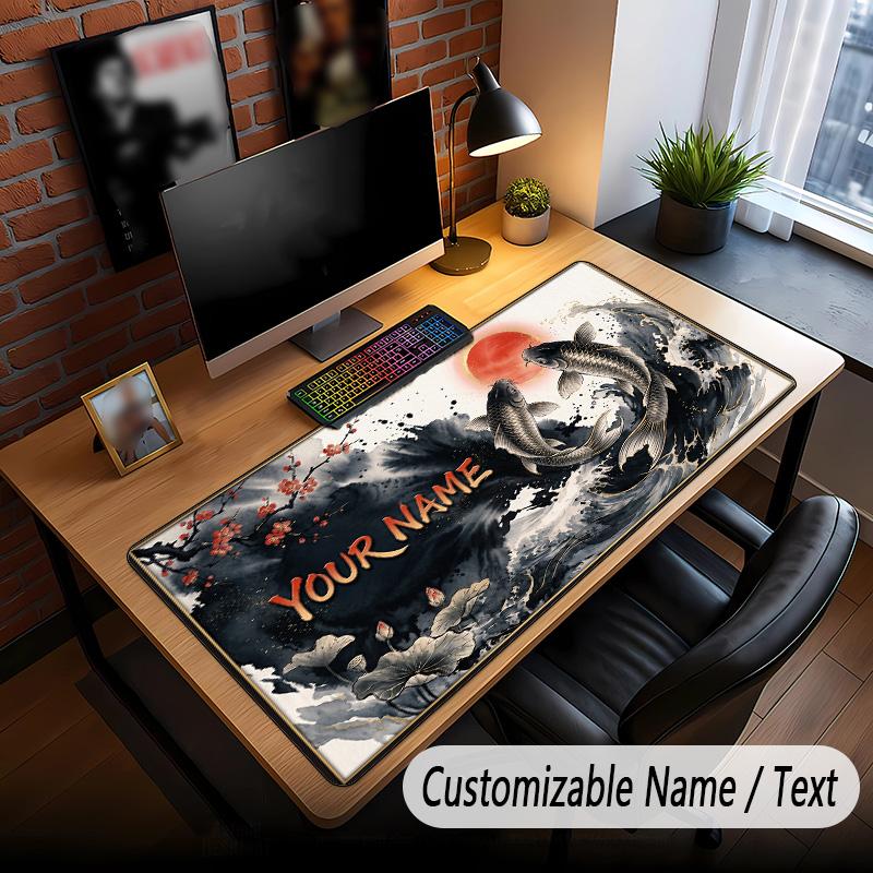 Fish Ocean Theme Custom Mouse Pad Personalized With Name Text Customized Desk Mat For Office Home Decor