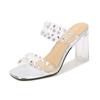 Woman Catwalk Sexy Crystal Transparent Shoes High Heels Waterproof Toe Sandals 190 Series 9cm Heel LFD